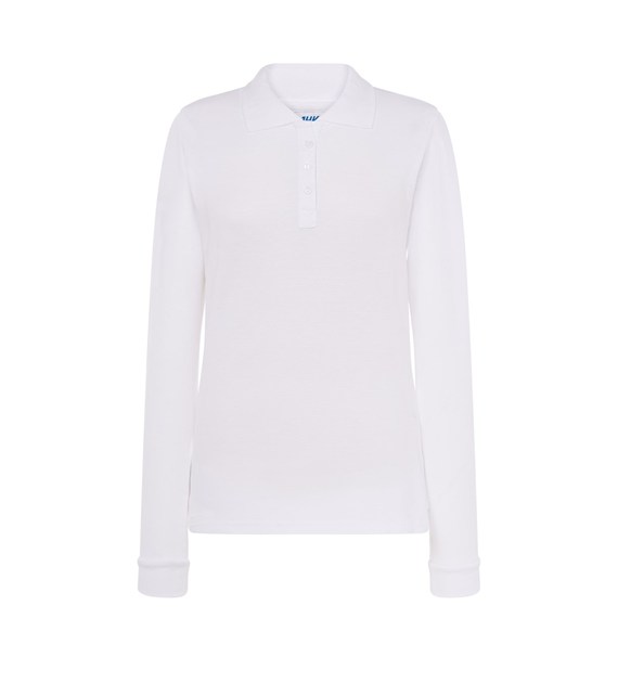 DAMSKIE WHITE LS Polo Girls Długi Rękaw White JK - obrazek 1