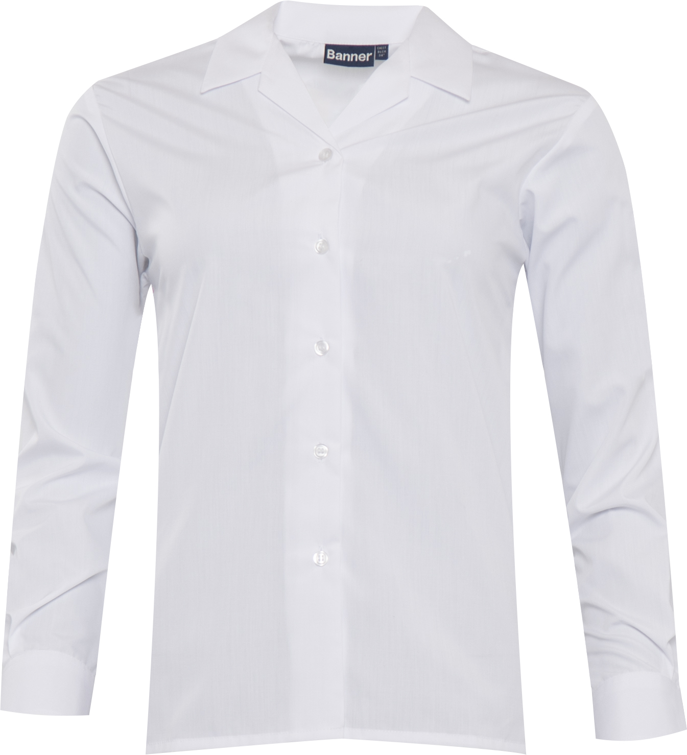 REVERE LONG WHITE PRZÓD Koszula Girls Revere Collar Długi Rękaw White 913353 - obrazek 1