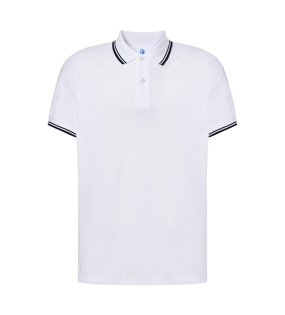 WHITE NAVY Polo Krótki Rękaw White/Navy JK - obrazek 1