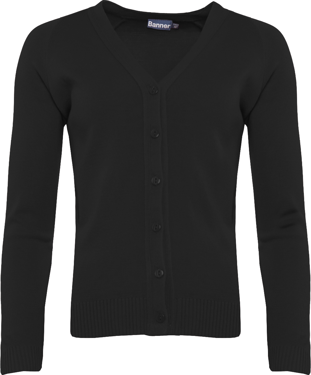 1WQ BLACK PRZÓD Sweter Cardigan Black 1WC - obrazek 1