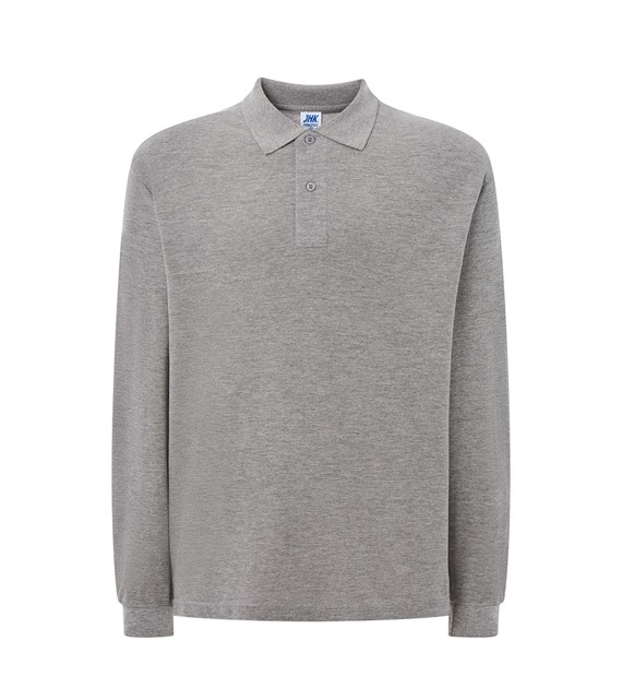pora-210-ls-gm-l_01 Polo Długi Rękaw Grey JK - obrazek 1